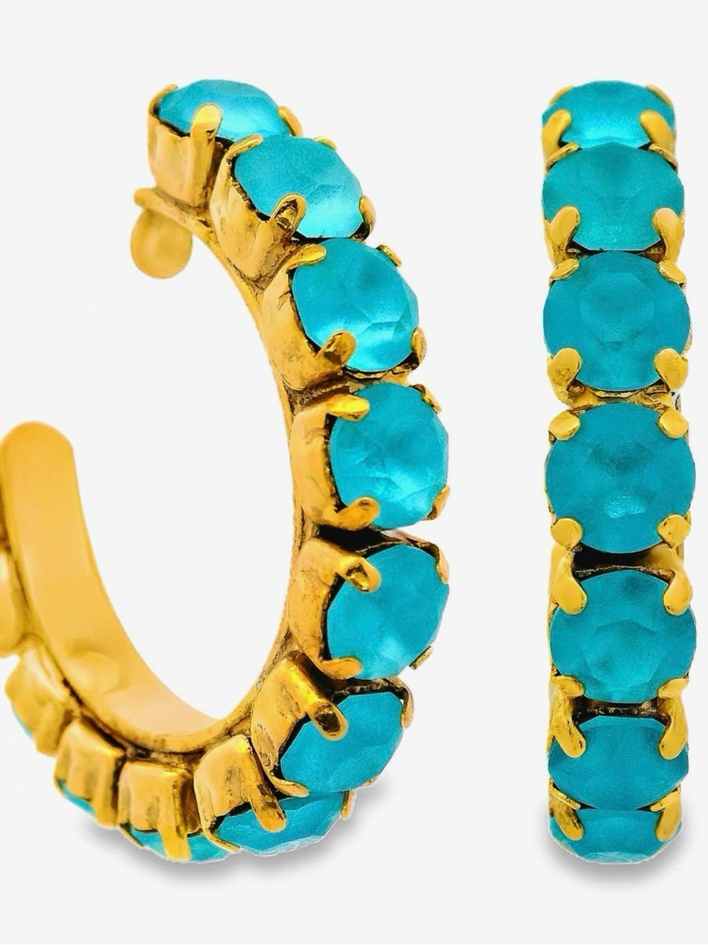 TOVA candy crush jubilee turquoise hoop earrings $95 NWT - Picture 3 of 3